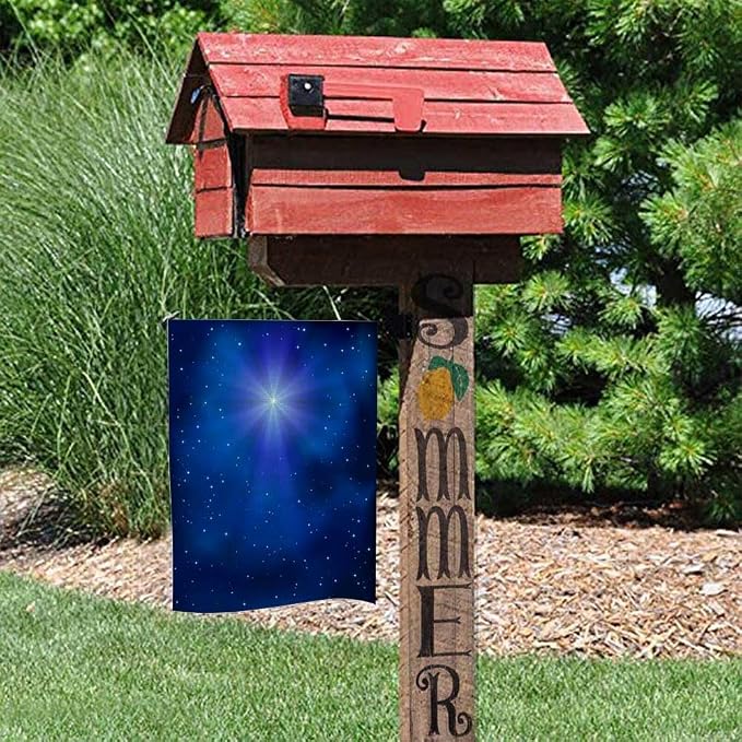EMMTEEY Christmas Stars Starry Sky Bethlehem Burlap Garden Flag - 12.5X18 Small Yard Flag for Winter Decoration