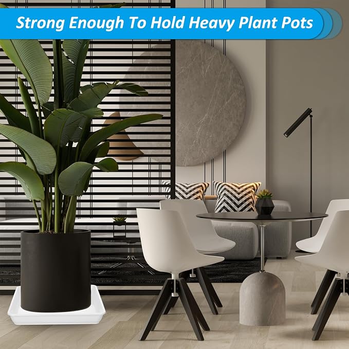 PATIKIL Plant Saucer Tray, 4 Pack 18 Inch Square Plant Saucer Heavy Planter Pot Saucers Large Deep Flower Planter Drip Tray for Indoor Outdoor Plants, White