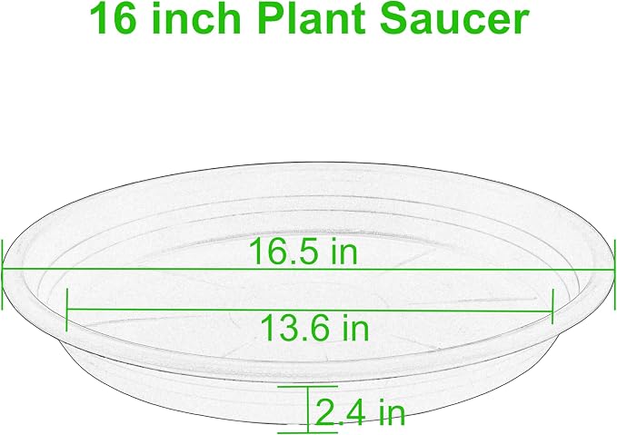 4 Pack of 16 inch Plant Saucer, Large Plant Tray, Heavy Sturdy Plant Drainage Tray for Indoors, Bird Bath Bowls, Sturdy 18 inch Plastic Pot Tray for Planter (White)