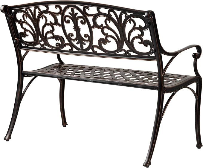 Balkene Home Decatur Aluminum Patio Bench in Antique Bronze