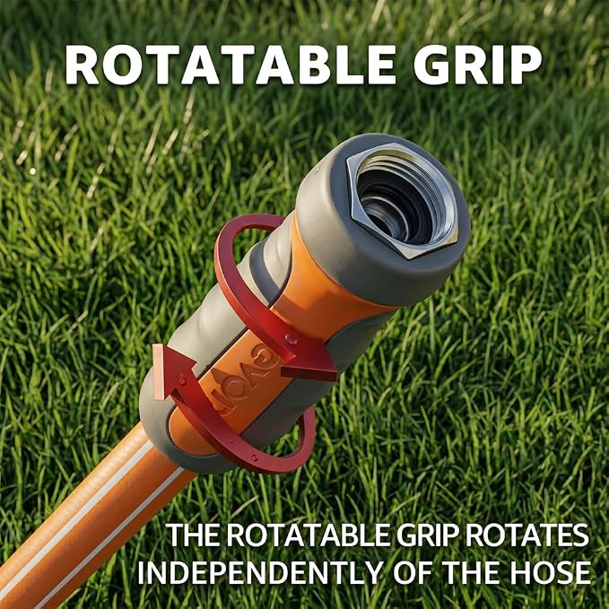 FEVONE Heavy Duty Garden Hose 35 ft, Spray Nozzle Included | Flexible Water Hose, Leak-Free, Lightweight Hybrid Polymer, 5/8 ID, 600 PSI, 3/4 GHT Aluminum Fittings with Swivel Handles