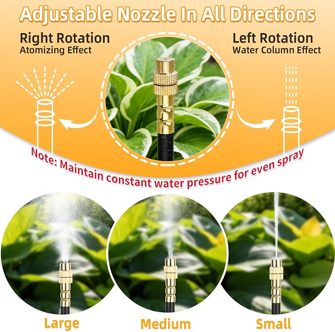 200FT Drip Irrigation System, 2026 Upgrade Garden Watering Kit with 32pcs 360° Adjustable Copper Nozzles, High-Flow DIY Sprinkler System for Large Gardens, Farms, Greenhouses, Lawns (200 ft)