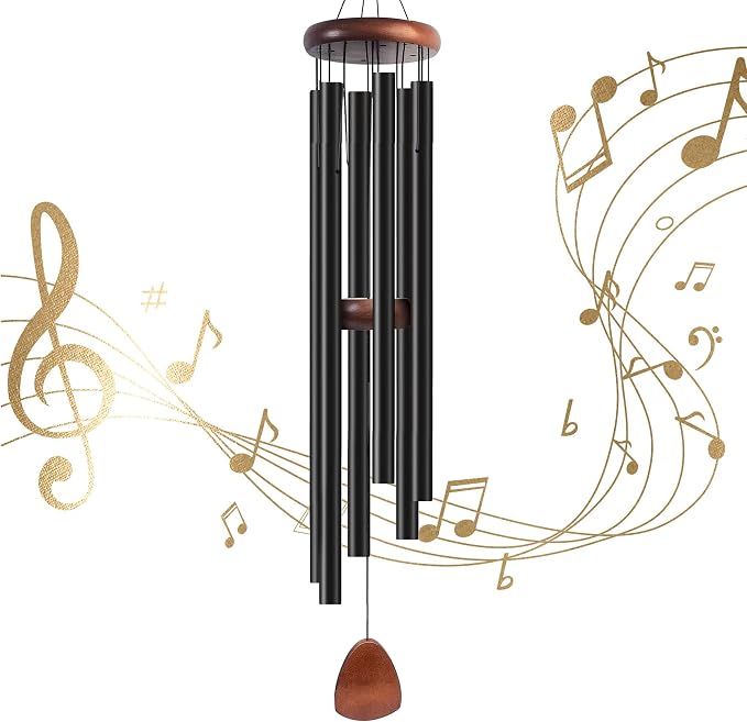 55 Inch Wind Chimes for Outside Deep Tone, Large Wind Chimes with 6 Aluminum Tubes, Courtyard Decoration, Windchimes Outdoor Create an Enjoyable Atmosphere & Give Mom a Gift