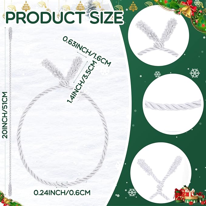 Zhengmy 32 Pcs 20 Inches Christmas Garland Ties Christmas Decorative Twist Ties for Banister Reusable and Flexible Twist for Xmas Home Decorations Holiday Craft Wrapping (White)