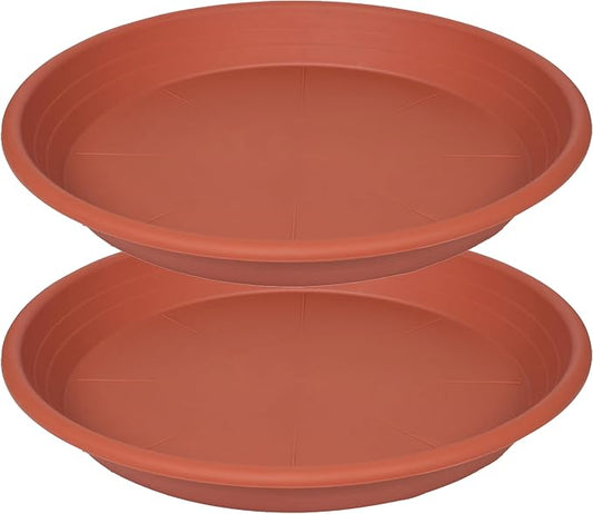2 Pack of 16 inch Plant Saucer, Large Plant Tray, Heavy Sturdy Plant Drainage Tray for Indoors, Bird Bath Bowls, Sturdy Plastic Pot Tray for Planter 14 15 16" (Terracotta)