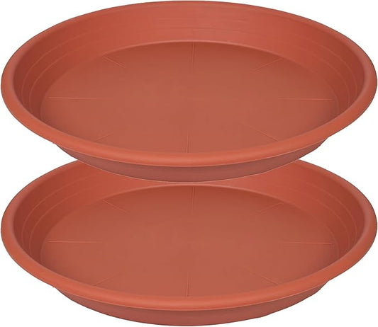 2 Pack of 19 inch Plant Saucer, 2.4" Depth Large Plant Saucer, Heavy Sturdy Plant Drainage Tray for Indoors, Bird Bath Bowls, Sturdy 18 inch Plastic Pot Tray for Planter 15-19", Terracotta
