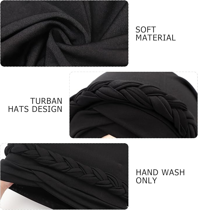 DRESHOW African Women Turban Caps Beanie Twist Headscarf Pre-Tied Twisted Braid Headwraps for Women Chemo Cancer Cap