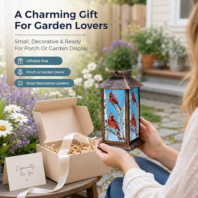 Solar Lanterns for Garden Decor, Waterproof Design Solar LED Hanging Lights for Yard, Patio, Lawn, and Porch, Gifts for Mom, Grandma(Tree Trunk)