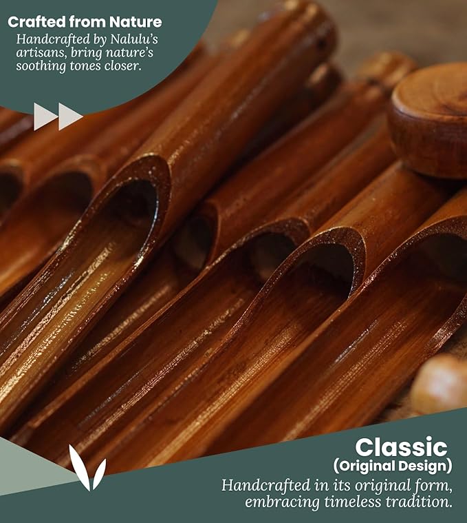 Nalulu Classic Bamboo Wind Chimes - Outside Outdoor Wood Wooden Windchimes, Medium, Handcrafted with Calming Deep Tones, Ideal Home Decor or Gift for Any Occasion