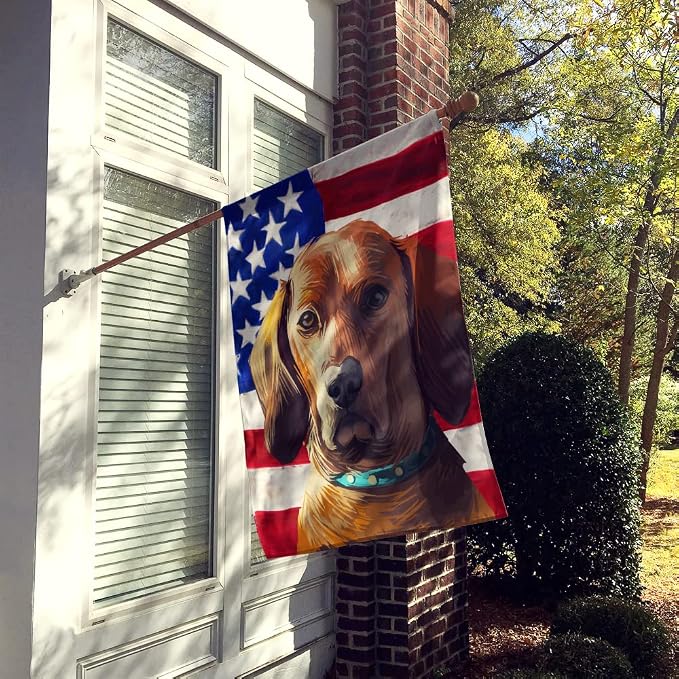 Caroline's Treasures CK6675CHF Redbone Coonhound Dog American Flag House Flag Large Porch Sleeve Pole Decorative Outside Yard Banner Artwork Wall Hanging, Polyester, House Size, Multicolor