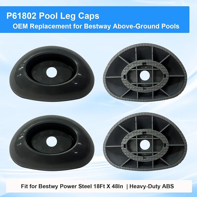 Above-Ground Pool Leg Cap for Bestway 16/18Ft x48In Steel Pro MAX & Power | Frame Pools Grey Durable ABS Protects Liner & Stabilizes Legs, 2PCS