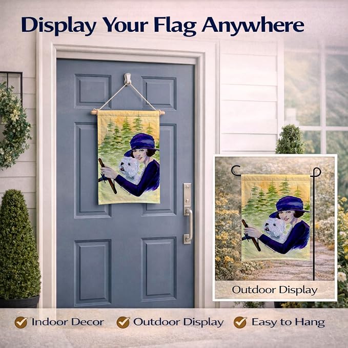 Caroline's Treasures SS8532GF Woman Driving with her Westie Garden Flag Mailbox Flag Decorative Yard Flag Banner Outside Patio Artwork Yard Flower Beds, Garden Size, Multicolor