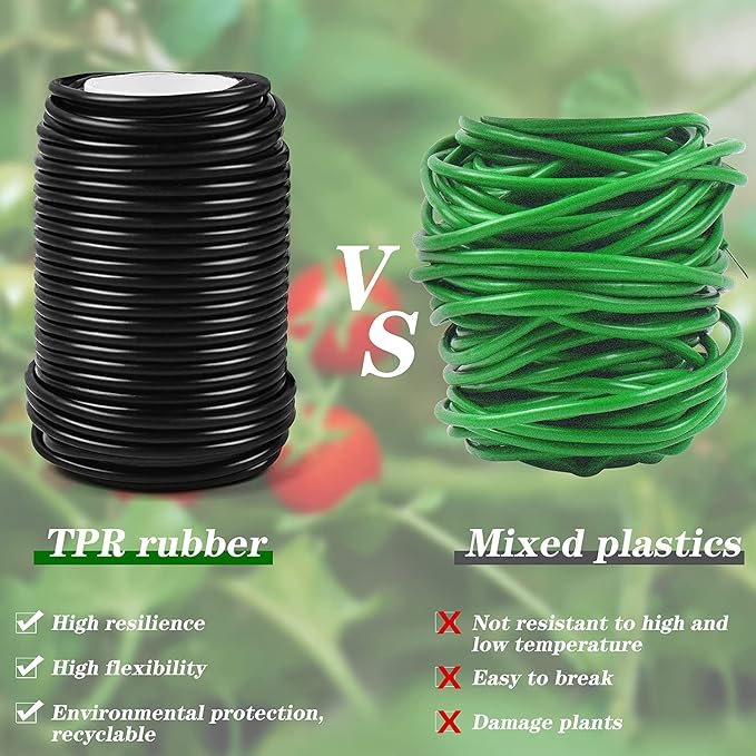 Decoroca Soft Plant Ties for Support - 65.6' Reusable Waterproof Plant Wire, Garden Twist, Office Organization and Decoration Binding（2pcs/Black）