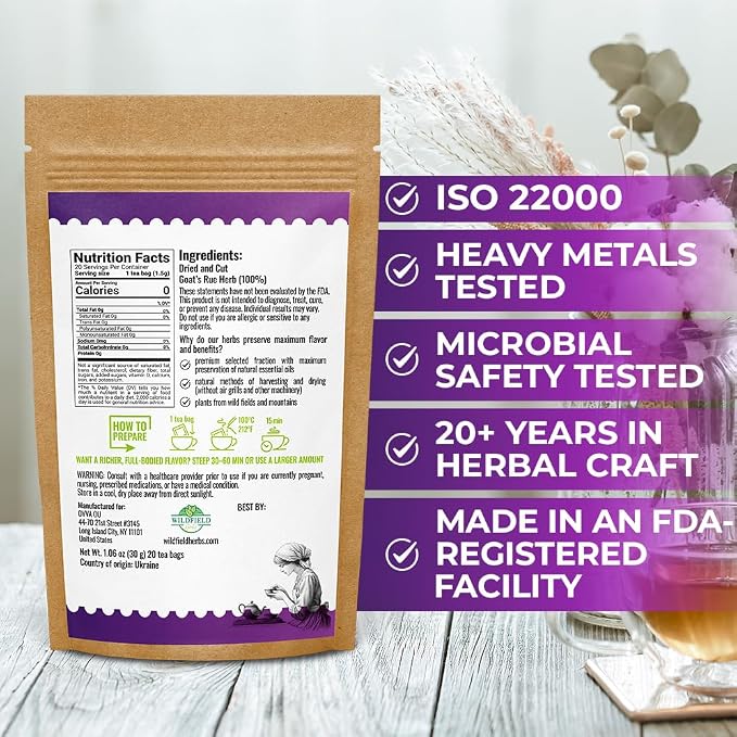 20 Bags Goat’S Rue Goat'S Goats Rue Herb Tea (Galega Officinalis L.) - 20 Count 1.5 g Tea Bags Blood Sugar French Lilac Ruda De Cabra