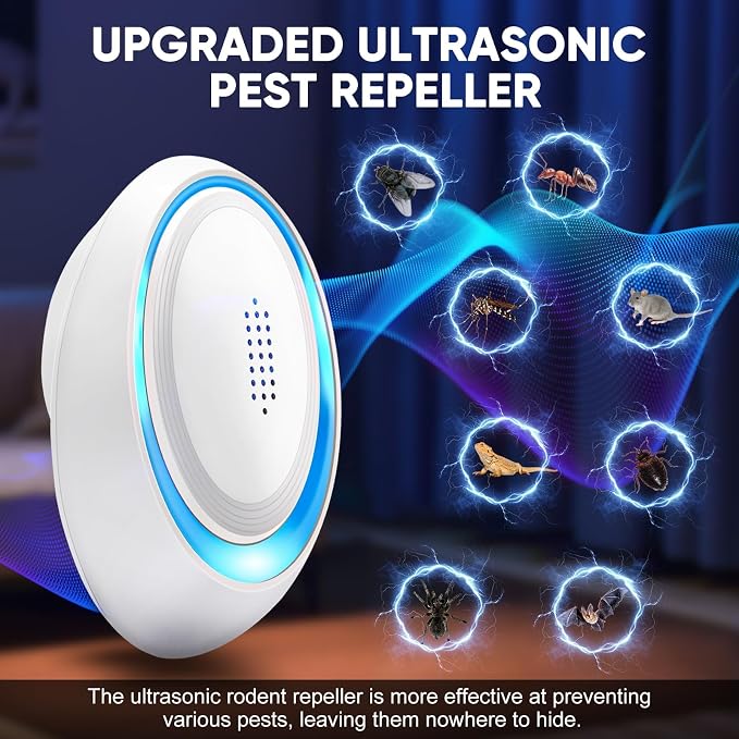 2026 Upgraded Ultrasonic Pest Repeller Indoor, Pest Control Insect Plug in, Mouse Repellent Indoor, Electric Rodent Repellent Plug-in for Roach, Bugs, Ant, Mosquito, Mice, Spider, Rat,6 Pack