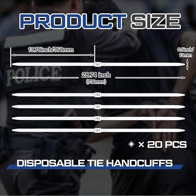 Boao 20 Pcs 13.5 x 0.5 Inch Zip Ties Cable Disposable Heavy Duty Tie Double Flex Plastic Nylon Tie Restraints (White)