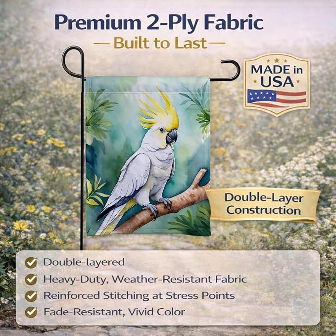 Caroline's Treasures Sulphurcrested Cockatoo Garden Flag Mailbox Flag Decorative Yard Flag Banner Outside Patio Artwork Yard Flower Beds, Garden Size, Multicolor