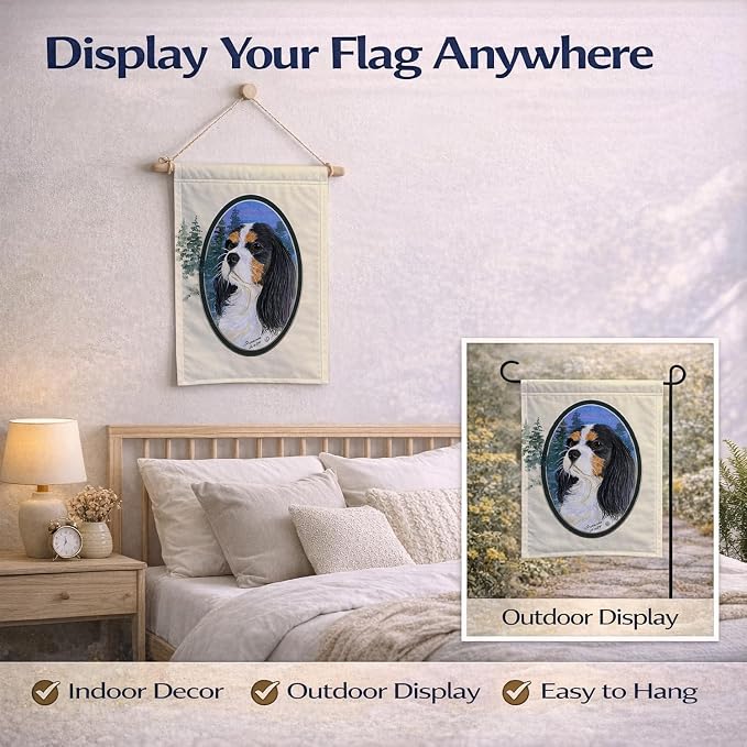 Caroline's Treasures SS8036GF Cavalier Spaniel Garden Flag Mailbox Flag Decorative Yard Flag Banner Outside Patio Artwork Yard Flower Beds, Garden Size, Multicolor