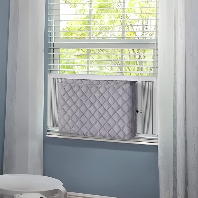 COSFLY Window Inside AC Covers, Air Conditioner Cover, 17”L x 13”H x 3.5”D | For Indoor, Double Insulation, All-Weather Draft Protection, Elastic Drawstring, Blue