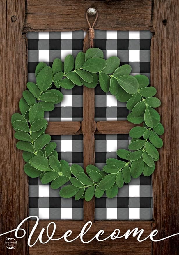 Boxwood Wreath Spring Everyday House Flag 40" x 28" Briarwood Lane