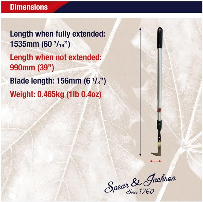 Spear & Jackson Razorsharp Enhanced Telescopic Patio Knife, Silver, 97x4x4 cm