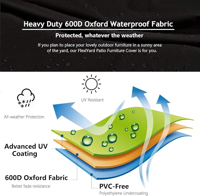 Heavy Duty Outdoor Sectional Sofa Cover, 115"X115" Waterproof 600D Patio Sectional Couch Protector, V-Shaped Lawn Winter Patio Furniture Covers-Desert Khaki