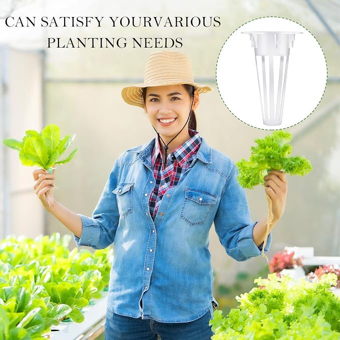 Cunhill 100 Pcs Hydroponic Grow Baskets and Seed Pod Label, 0.5 Inch, White | 0.5 Inch Grow Baskets,50 Hydroponic Grow Baskets & 50 Labels,Compatible with Hydroponic Growing System
