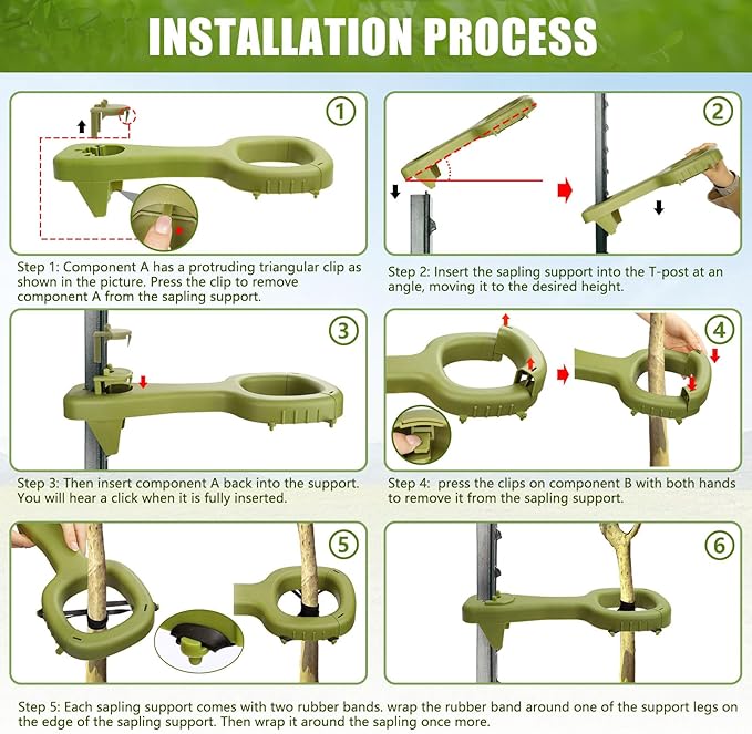 Tree Supports Young Trees, 4 PCS Tree Holder Stabilizer Support Trees Straightening Kit for Leaning Tree, Greater Stability Can Withstand Severe Weather（Unincluded T-Posts ）