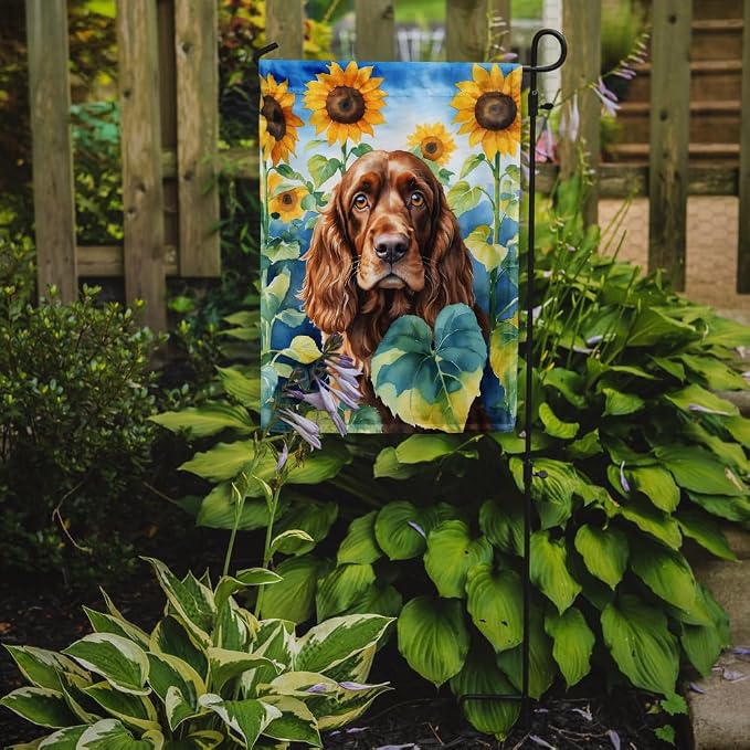 Caroline's Treasures DAC6073GF English Cocker Spaniel in Sunflowers Garden Flag Mailbox Flag Decorative Yard Flag Banner Outside Patio Artwork Yard Flower Beds, Garden Size, Multicolor