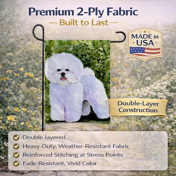 Caroline's Treasures SS8712GF Bichon Frise Garden Flag Mailbox Flag Decorative Yard Flag Banner Outside Patio Artwork Yard Flower Beds, Garden Size, Multicolor