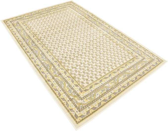 Unique Loom Williamsburg Collection Traditional Border with Dotted Center Area Rug, Rectangular 4' 0" x 6' 0", Beige/Yellow