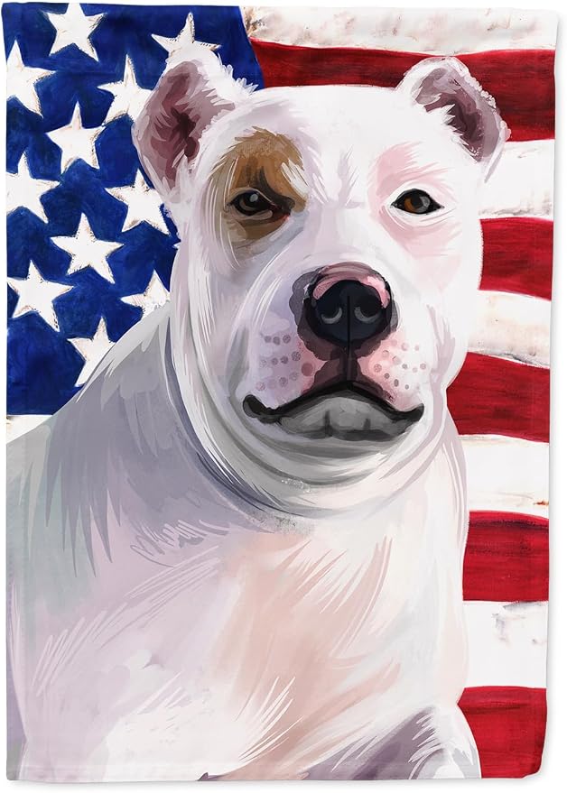 Caroline's Treasures CK6470CHF Bully Kutta Dog American Flag House Flag Large Porch Sleeve Pole Decorative Outside Yard Banner Artwork Wall Hanging, Polyester, House Size, Multicolor