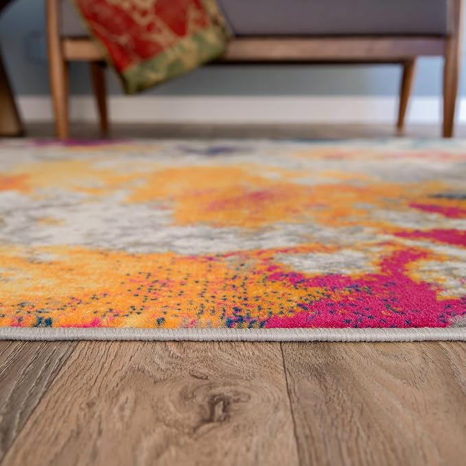 Rugshop Modern Abstract Living Room Non-Shedding Area Rug Multi 5' x 7' | Rectangular, Size 5' x 7', Bedroom, Dining Room, Home Office, Kitchen, Entryway, Hallway, Nursery, Kids Room, Guest Room