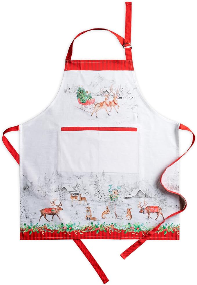 Maison d' Hermine Aprons for women with Pocket 100% Cotton (27.50"x31.50") | Adjustable Neck Strap & long ties Apron Men Chef Wedding Cooking Gardening Server Maid