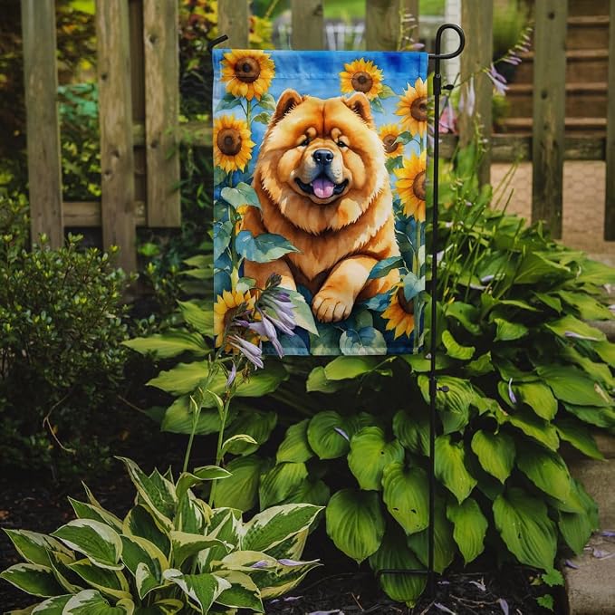Caroline's Treasures DAC6055GF Chow Chow in Sunflowers Garden Flag Mailbox Flag Decorative Yard Flag Banner Outside Patio Artwork Yard Flower Beds, Garden Size, Multicolor