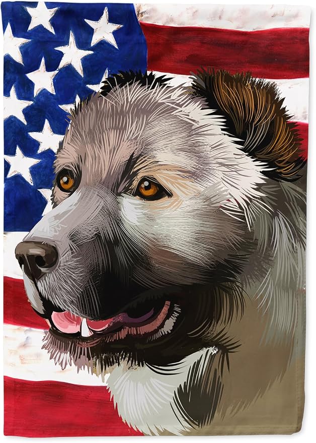 Caroline's Treasures CK6408CHF Armenian Gamper Dog American Flag House Flag Large Porch Sleeve Pole Decorative Outside Yard Banner Artwork Wall Hanging, Polyester, House Size, Multicolor