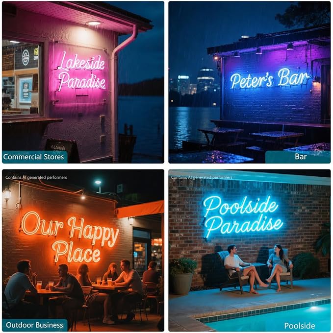 Large Outdoor Business Neon Sign Waterproof, Custom Neon Signs For Business Pool Patio for Wall Decor, Personalized Waterproof IP67 Pro LED Lights For Outdoors, Pooltime Backyard Beach Garden Outside Store Bar Business Store Friends Dad's Gifts