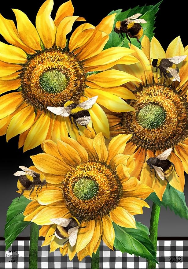 Buzzing Sunflowers Spring House Flag 40" x 28" Briarwood Lane