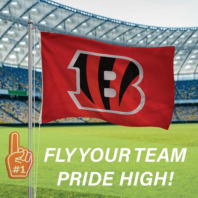 Team Sports America NFL Cincinnati Bengals 3 x 5 Outdoor Durable House Flag with Grommets | Sport Team Flag & Banner | Indoor Wall Decor Flag for Room | Works with Flag Poles for Outside House