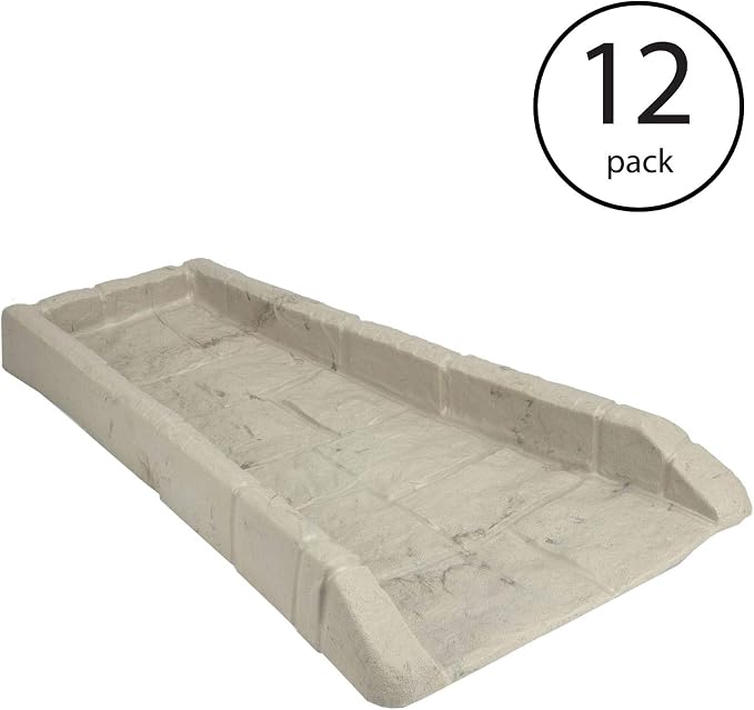 Suncast 12 Pack Easy Assembly Outdoor Decorative Poly Composite Rain Gutter Downspout Splash Block Effective in Any Type of Weather, Stone Light Taupe