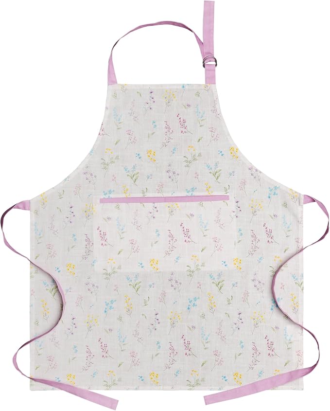 Maison d' Hermine Aprons for women with Pocket 100% Cotton (27.50"x31.50") | Adjustable Neck Strap & long ties Apron Men Chef Wedding Cooking Gardening Server Maid