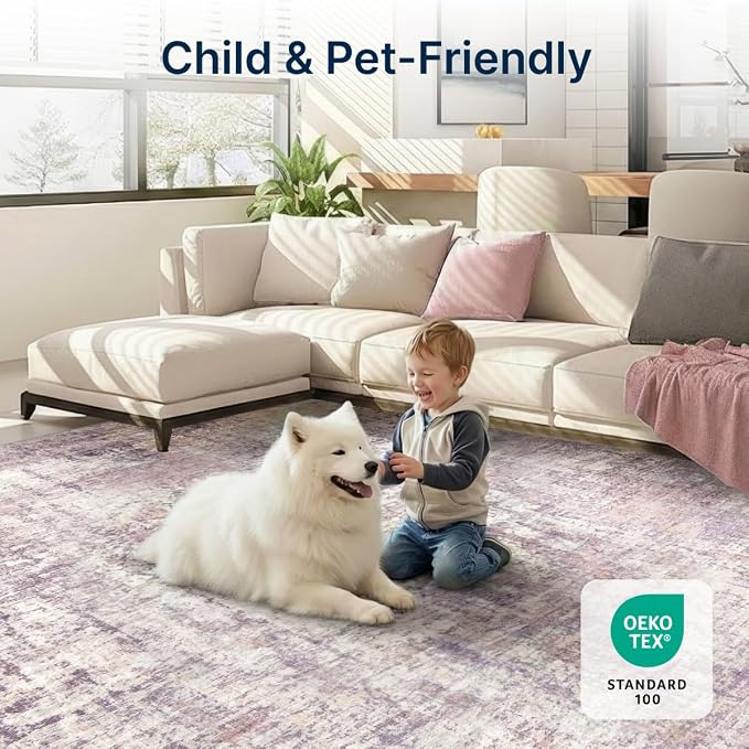 10x14 Area Rugs Washable Modern Abstract Living Room Bedroom Rug | Non Slip Soft Carpets Indoor Floor Stain Resistant Large Carpet for Bedroom Dining Room Farmhouse Nursery Home Office