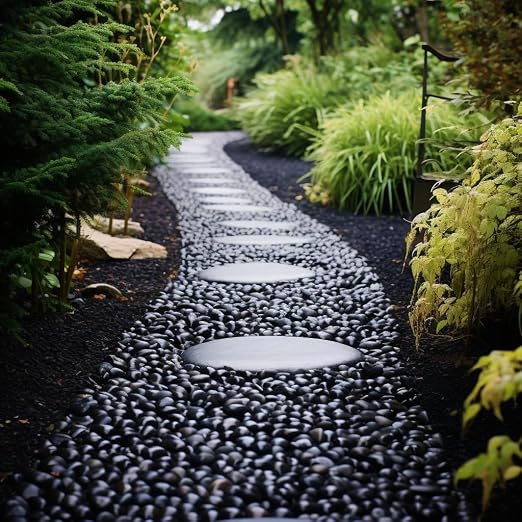 StoneCreek 36 LBS River Rocks(3 x 12 LBS Bags), Large Size, Decorative Garden Stones for Plant Landscaping, Polished Gravel Filler Pebbles for Home Decoration, Vases, Succulents(Black Pebbles)