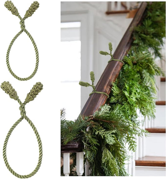Riakrum 20 Pcs Christmas 20 Inches and 16 Inches Set Decorative Garland Twist Ties Garland Decor for Xmas Holiday Lights Bannisters Stairways Railings (Olive Green)