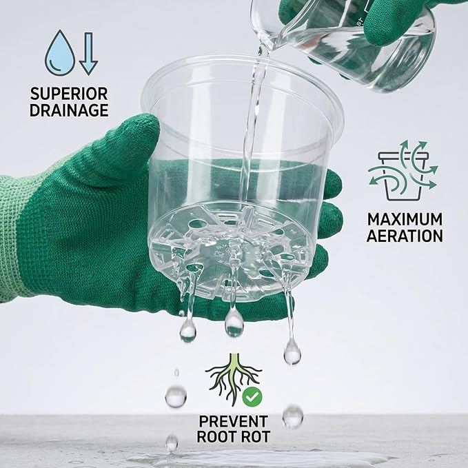 40 Pcs Clear Nursery Pots , 2.5/3.5/4/5 In clear nursery pots with drainage | Succulents,Plastic Nursery Pots with Drainage Holes (10 of Each Size),Garden Pot for Outdoor Indoor