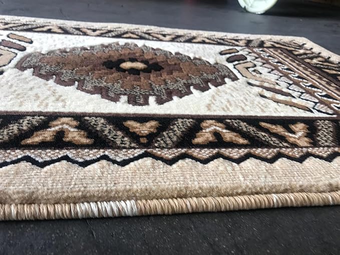 YHSF South West Native American Area Tribal Rug - Ivory, 2 ' x 3 ' 4 " | Easy-Clean, Soft & Durable Tribal Rug for Living Room, Bedroom, Kitchen & More - Stain-Proof Runner for Home Decor