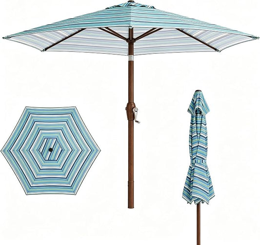 7.5ft Patio Umbrella, Outdoor Table Market Umbrella with Smooth Crank Lift, 6 Windproof Fiberglass Ribs, UPF50+ UV Protection for Deck, Pool, Garden and Backyard