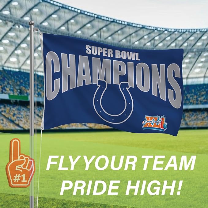 Team Sports America NFL Indianapolis Colts Multi-Win Superbowl Champions 3x5 Flag for Outside with Grommets | Outdoor & Indoor | Heavy Duty Flag & Banner | Works with Flag Pole for Outside House