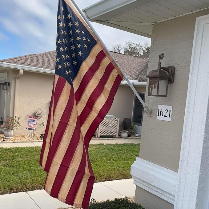 Bradford Vintage American Flag 3x5 ft for Outside, Heavy Duty Tea Stained American Flag Aged Looking for 4th of July Old USA US Flag for 250th Anniversary 4th of July