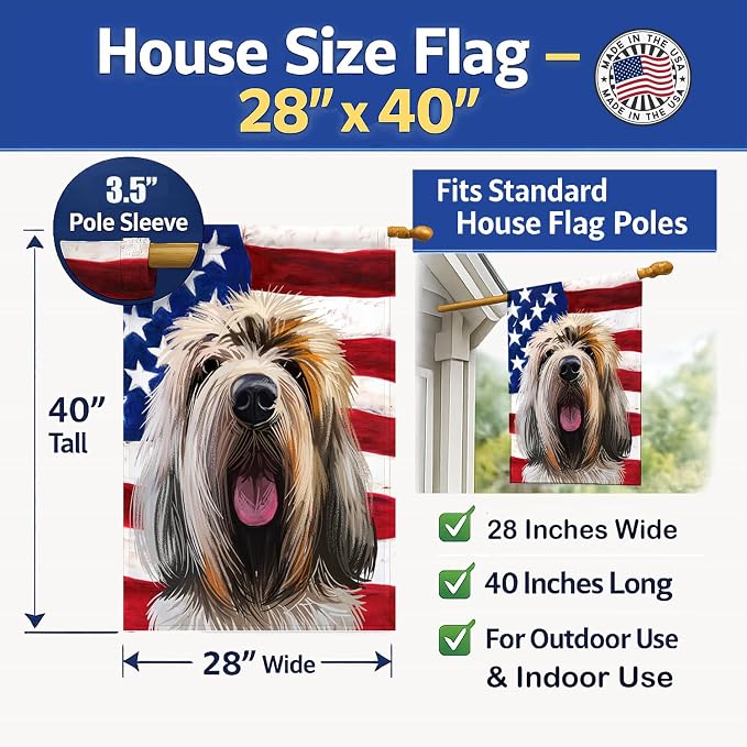 Caroline's Treasures CK6545CHF Grand Griffon Vendeen Dog American Flag House Flag Large Porch Sleeve Pole Decorative Outside Yard Banner Artwork Wall Hanging, Polyester, House Size, Multicolor